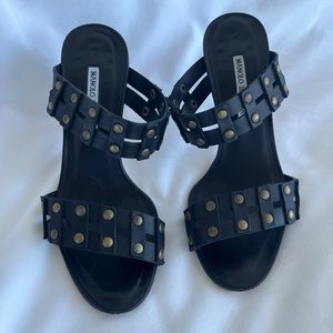 Manolo Blahnik studded heeled sandals. Size 37 1/2.